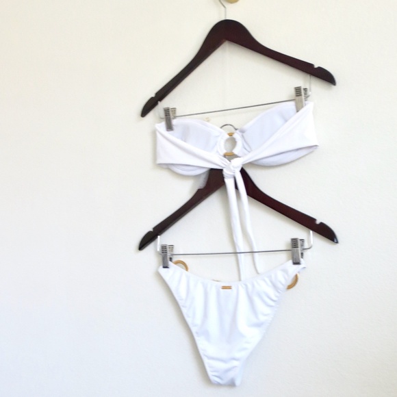 NEW! Kenny Flowers The Santorini Bikini Top and Bottom Gold Rings Set White SZ S - Picture 12 of 16